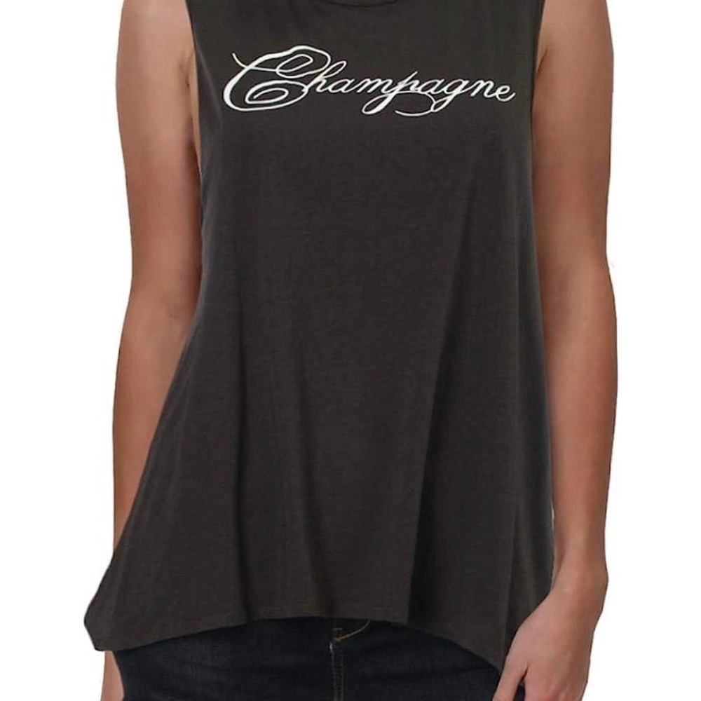 Chaser Black and White Flounce Tank Top Medium